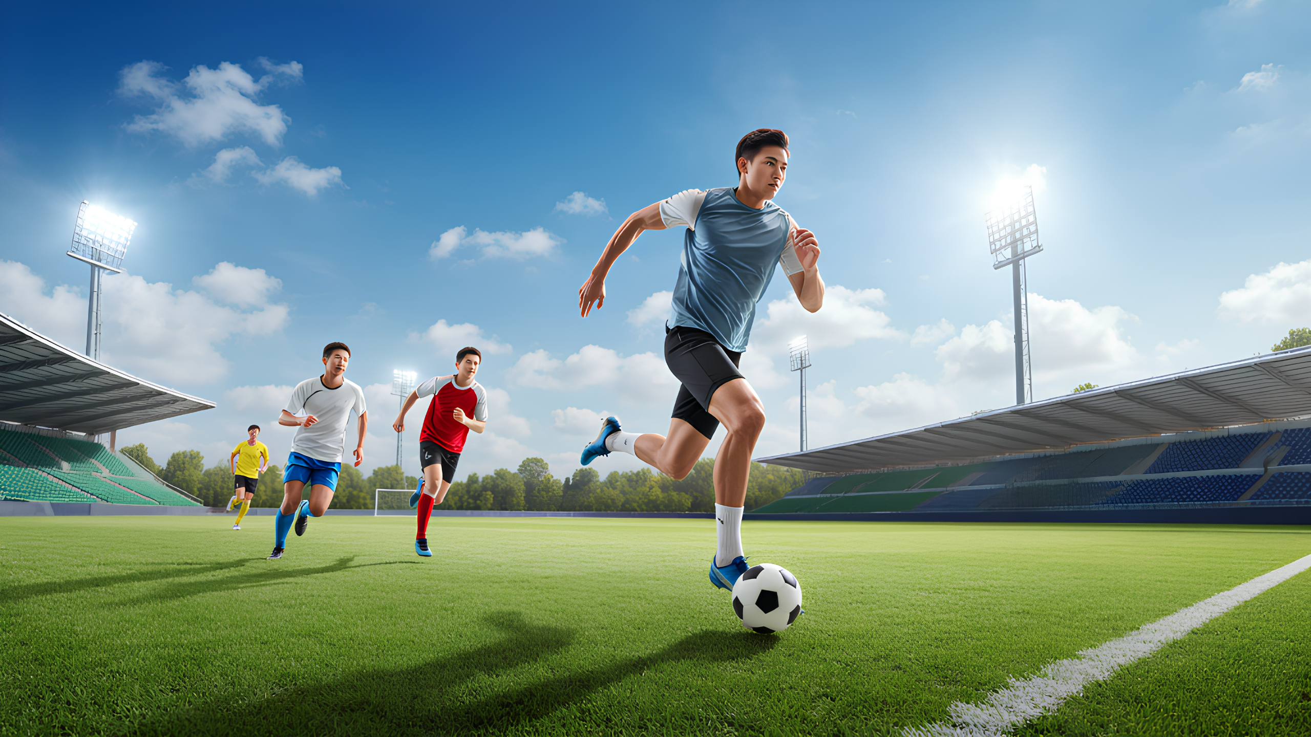 足球明星在赛场上展现技术和实力 足球明星在赛场上展现技术和实力